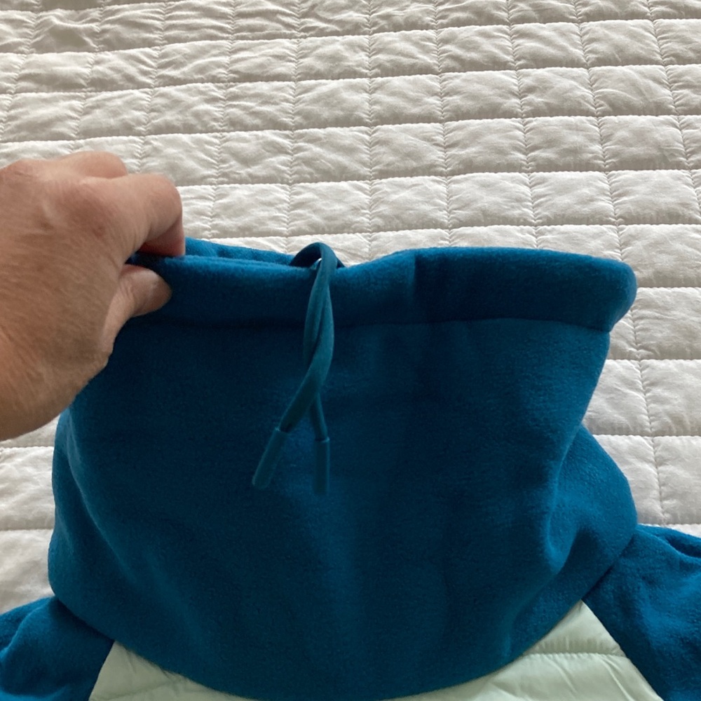 Lands' End Blue and Light Green Quilted Fleece Hoodie - Picture 8 of 11